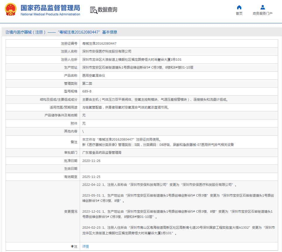 安保小儿持续正压通气系统 689-B（空氧混合仪）